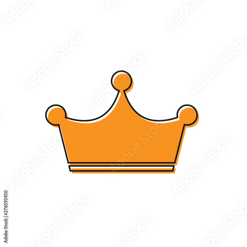 Orange Crown icon isolated on white background. Flat design. Vector Illustration