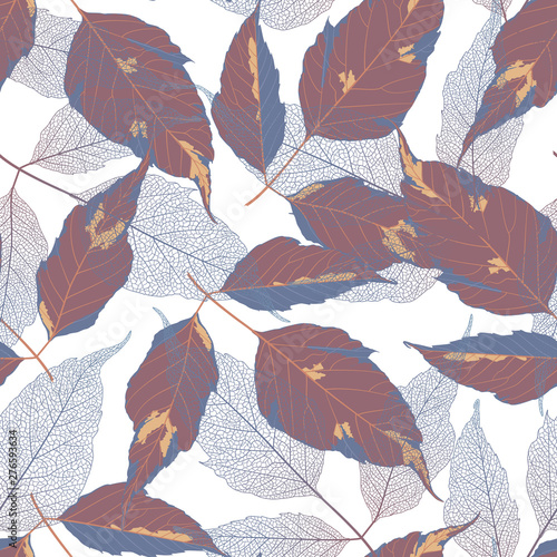 Seamless pattern with leaves. Vector illustration.