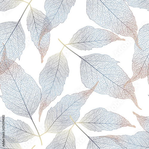 Seamless pattern with leaves. Vector illustration.