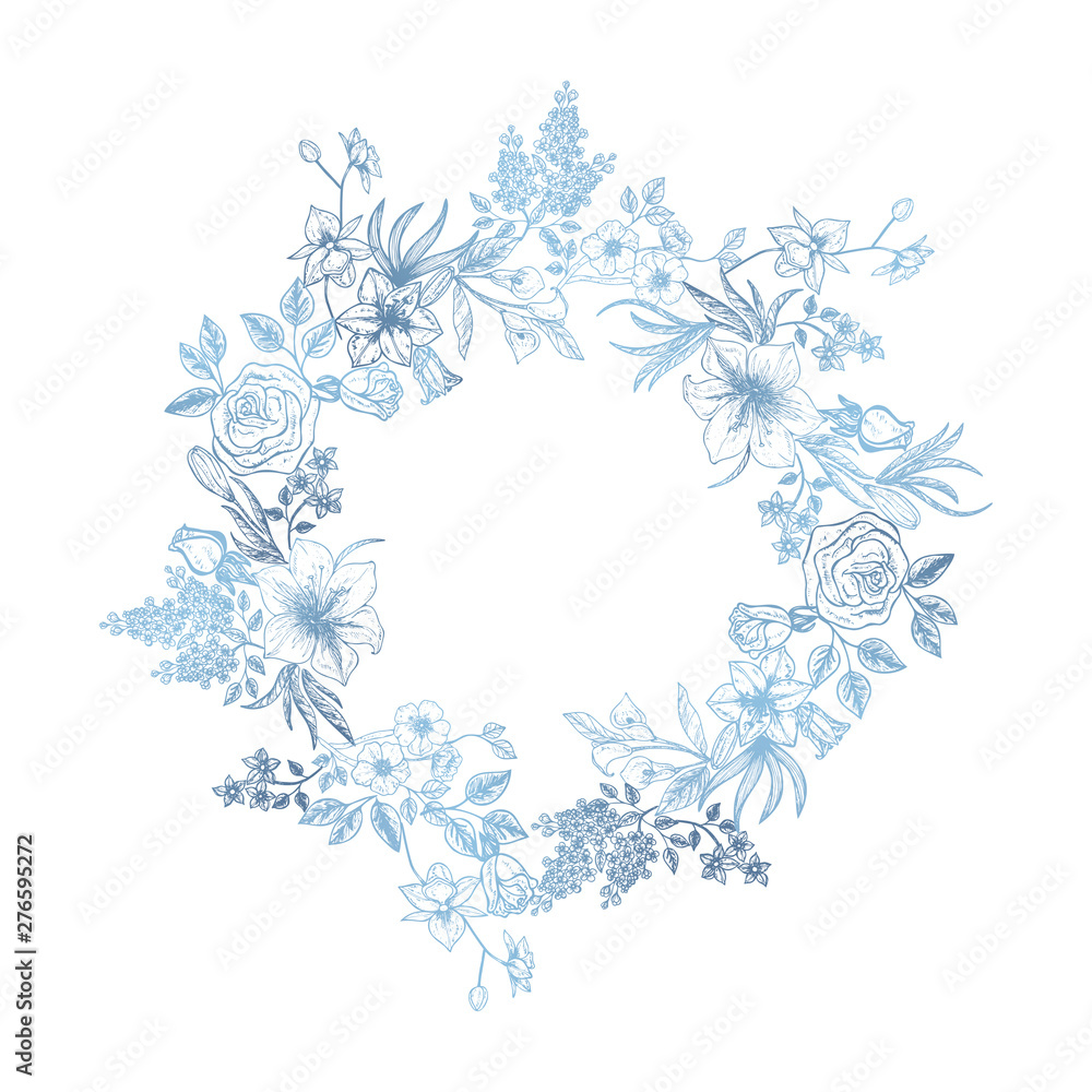 Beautiful wreath of flowers. Vector illustration. Beautiful wreath of flowers. Vector illustration.