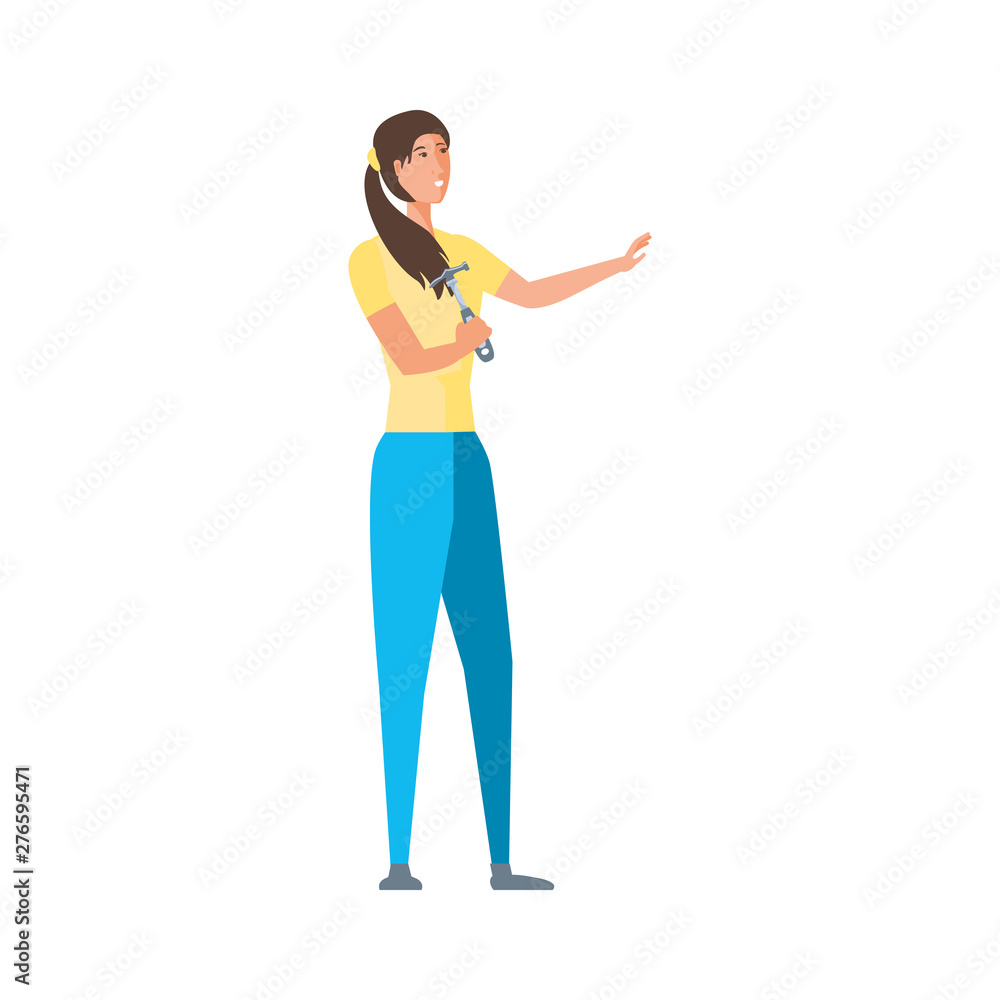 Isolated avatar woman and hammer design Isolated avatar woman and hammer design