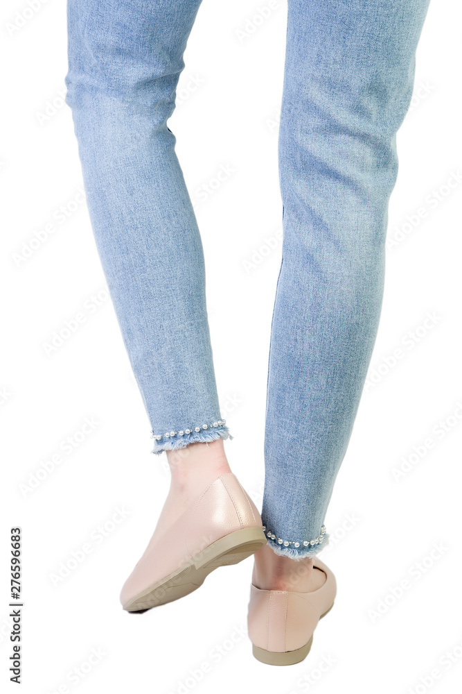 flats on the feet, shoes on a white background flats on the feet, shoes on a white background