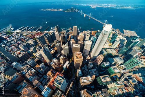 Photography Downtown San Francisco aerial view of skyscrapers
