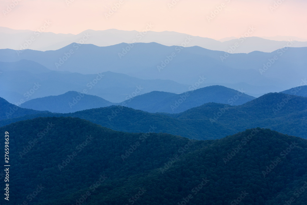 View of Smoky Mountains from Blue Ridge Parkway - obrazy, fototapety, plakaty 