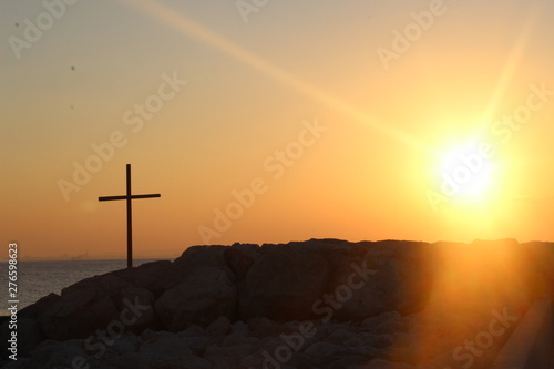 cross at sunset