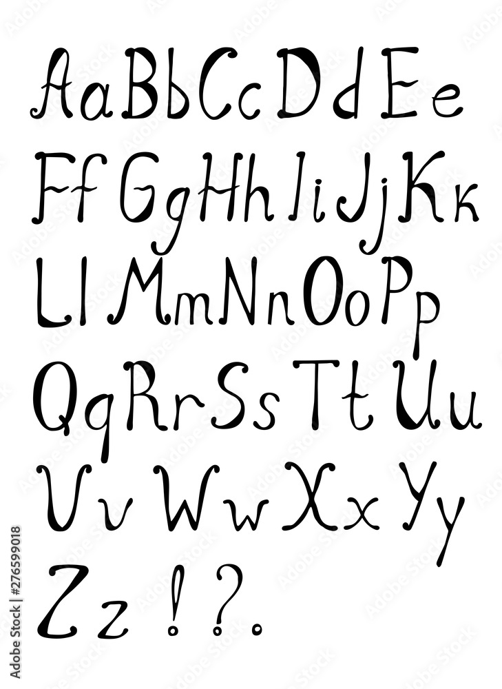 Vector decorative font. Latin alphabet of vintage outline letters ...