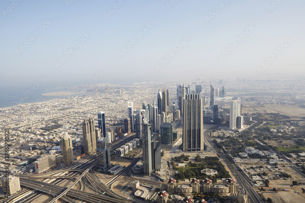 Aerial view of the City; Burj Khalifa;At The Top;Dubai; United Arab Emirates