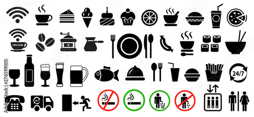 Vector food and drink icons set.