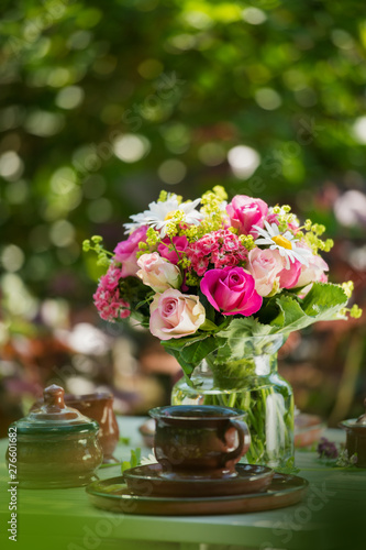 Wallpaper Mural Summer flower bouquet on a garden table Torontodigital.ca
