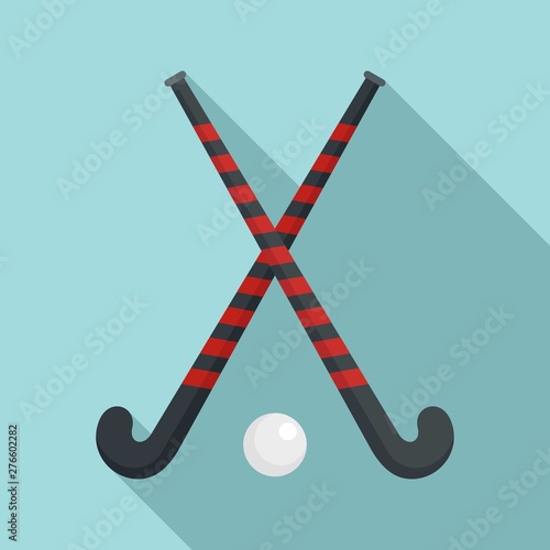 Field hockey crossed sticks icon. Flat illustration of field hockey crossed sticks vector icon for web design