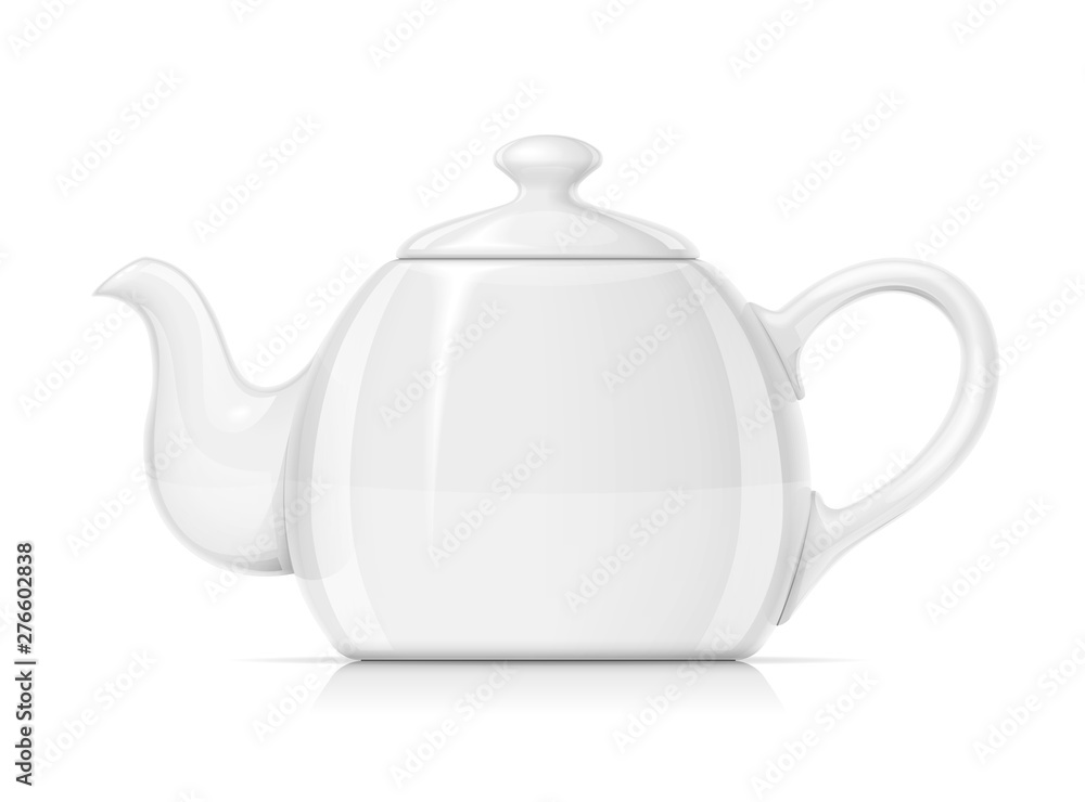 Ceramic teapot. Porcelain kettle for tea. Tableware for drink. Isolated on white background. Eps10 vector illustration. Ceramic teapot. Porcelain kettle for tea. Tableware for drink. Isolated on white background. Eps10 vector illustration.
