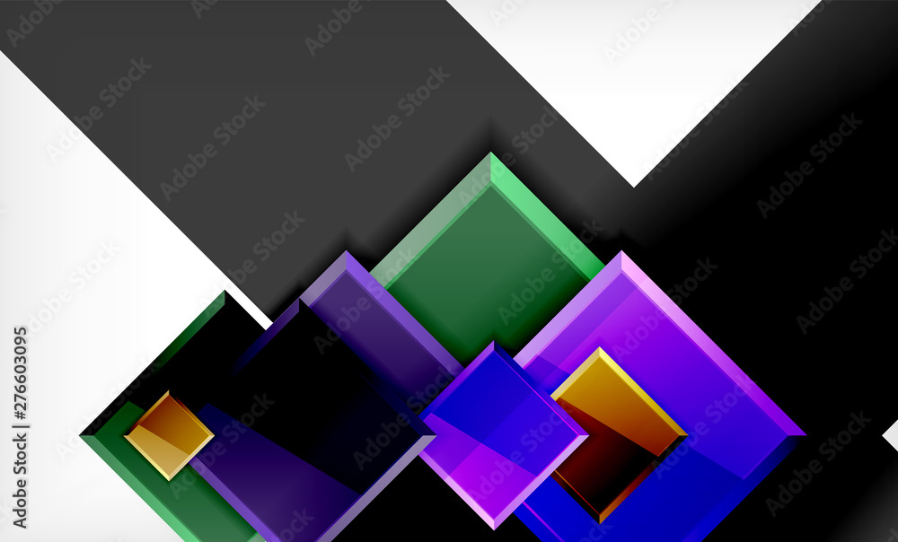Bright colorful square shape blocks geometrical background