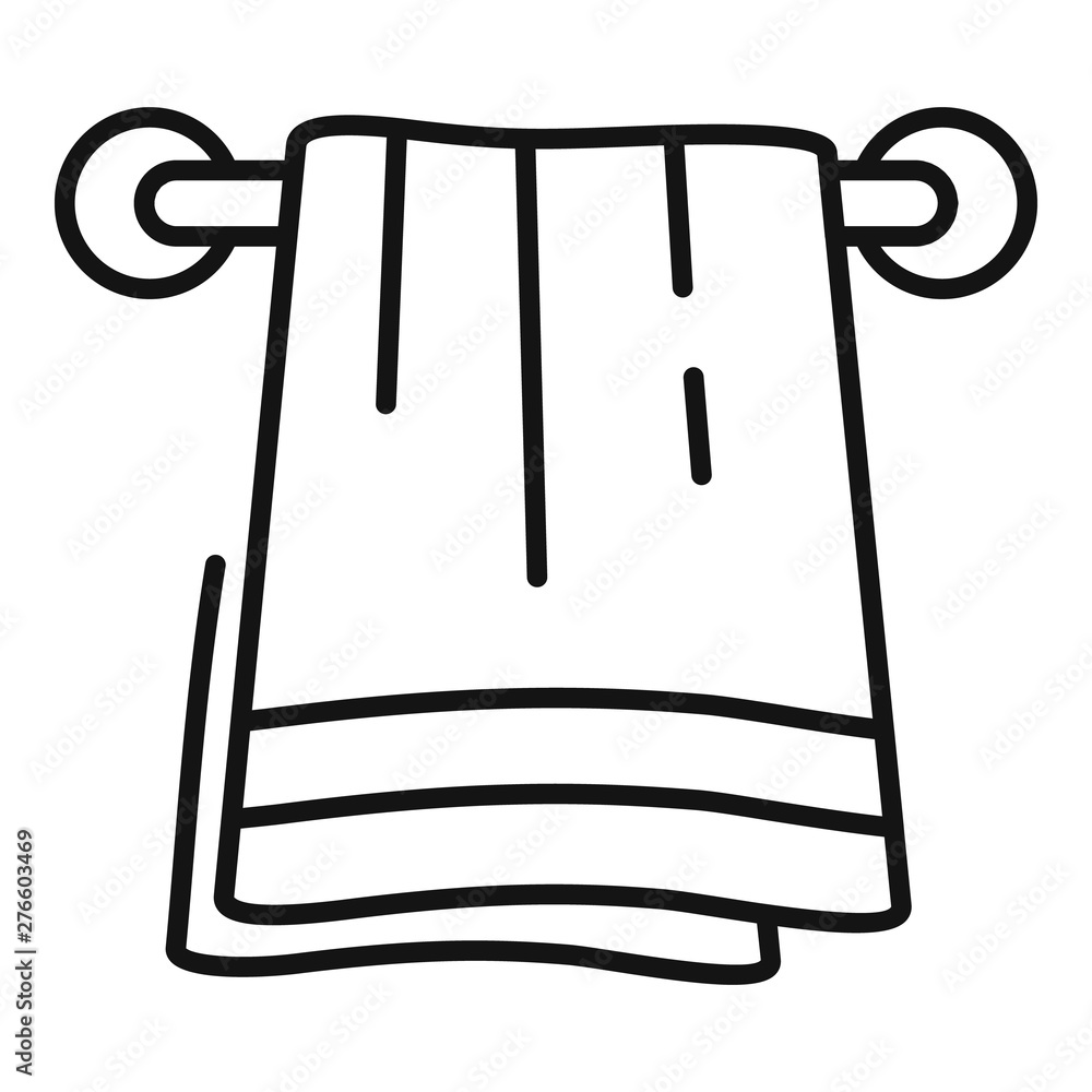 Bath towel icon. Outline bath towel vector icon for web design isolated on white background