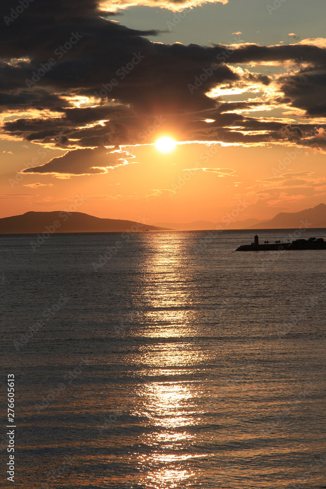sunset on the picturesque shore of the Adriatic Sea