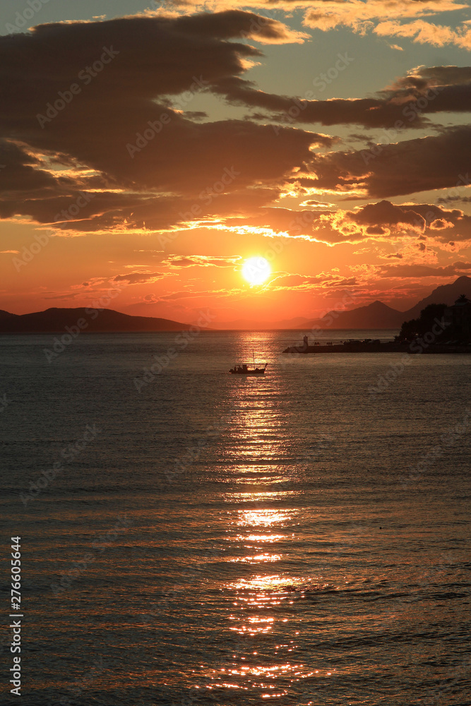 sunset on the picturesque shore of the Adriatic Sea