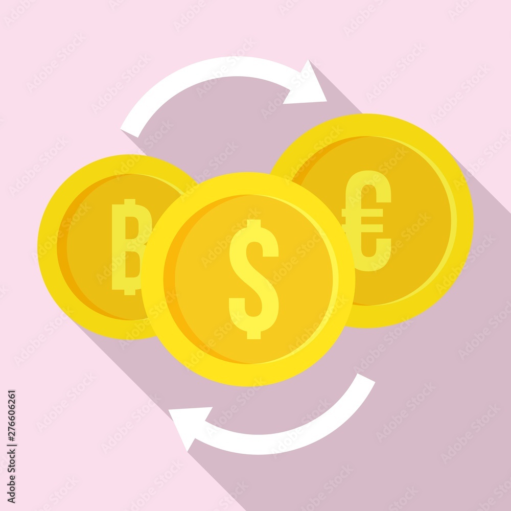 Money coin exchange icon. Flat illustration of money coin exchange vector icon for web design Money coin exchange icon. Flat illustration of money coin exchange vector icon for web design