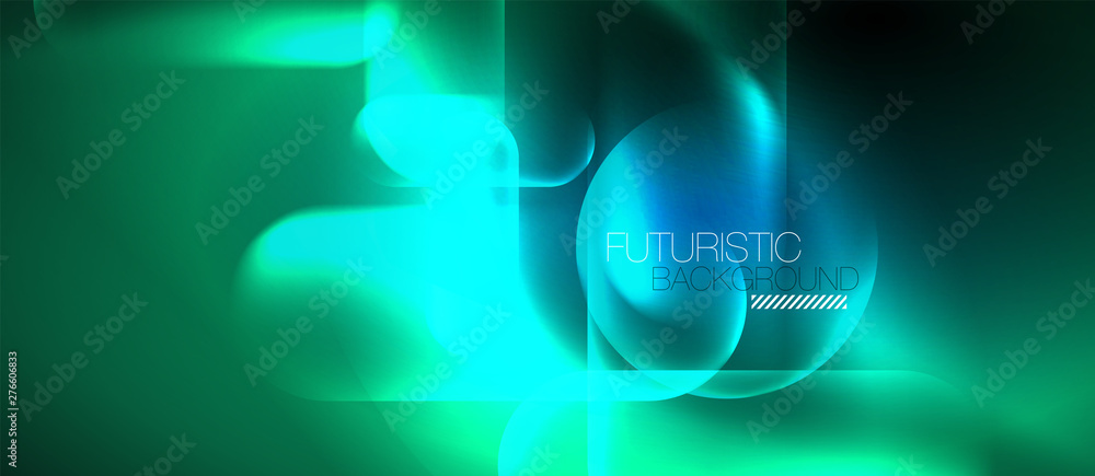 Blue neon round shapes techno background Blue neon round shapes techno background