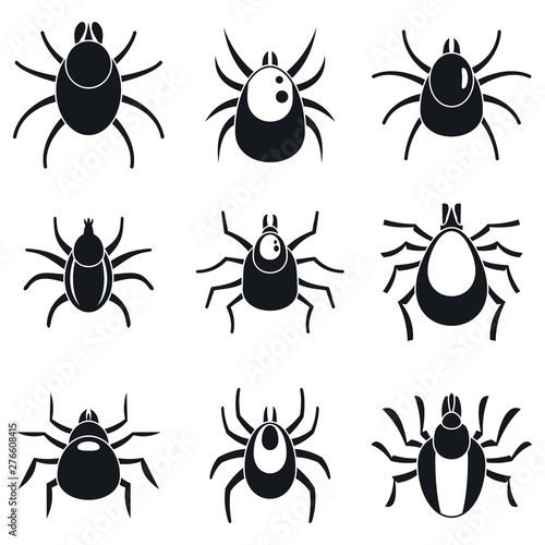 Mite insect icons set. Simple set of mite insect vector icons for web design on white background