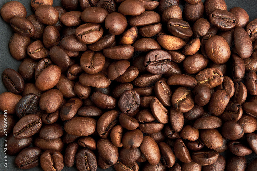 Fototapeta premium Background of fried coffee beans.