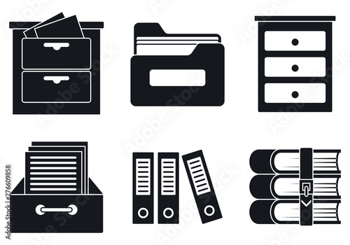 Archive file icons set. Simple set of archive file vector icons for web design on white background