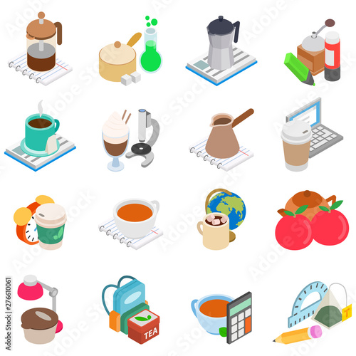 Educational tonic icons set. Isometric set of 16 educational tonic vector icons for web isolated on white background