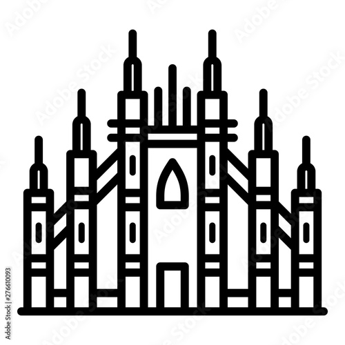 Milan gothic basilica icon. Outline Milan gothic basilica vector icon for web design isolated on white background