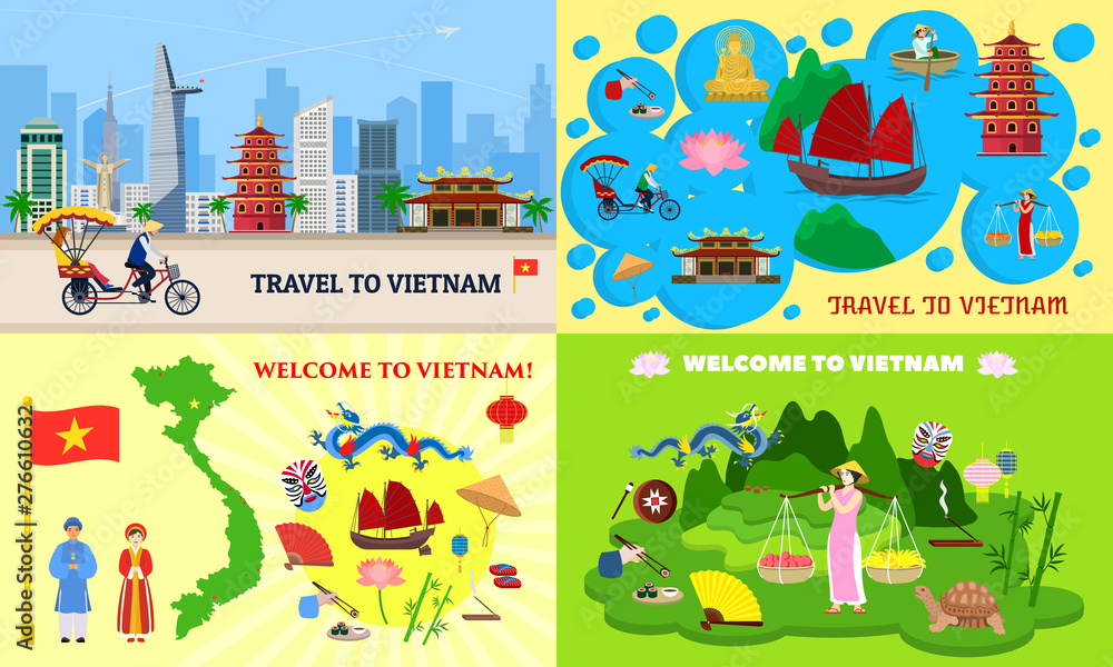 Vietnam banner set. Flat illustration of vietnam vector banner set for web design Vietnam banner set. Flat illustration of vietnam vector banner set for web design