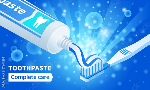 Toothpaste tube concept background. Isometric illustration of toothpaste tube vector concept background for web design