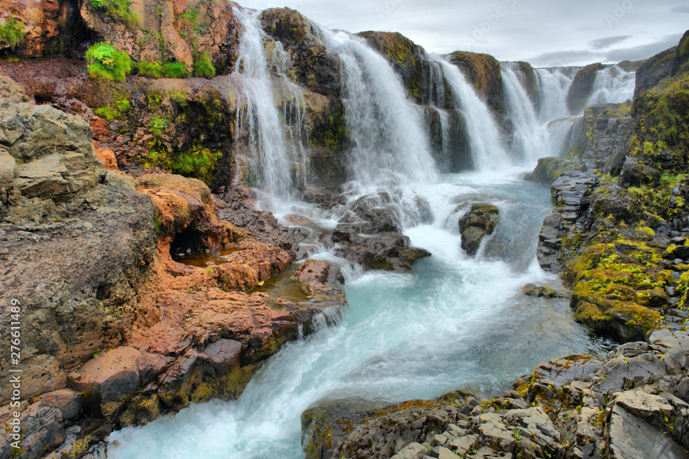 Kolugljufur waterfall on Island - obrazy, fototapety, plakaty 