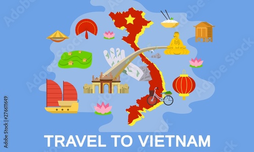 Exotic Vietnam country concept banner. Flat illustration of exotic Vietnam country vector concept banner for web design