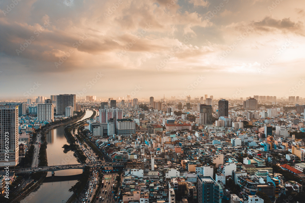 Fototapeta premium Aerial view of the skyline of Ho Chi Minh City, Vietnam