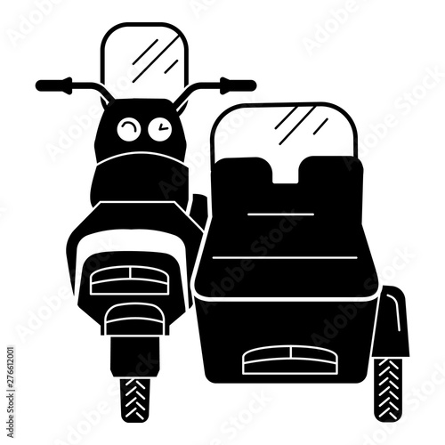 Back of motorcycle with sidecar icon. Simple illustration of back of motorcycle with sidecar vector icon for web design isolated on white background