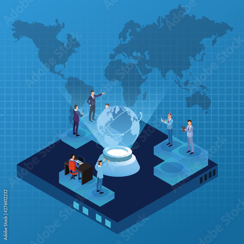 Digital technology blue symbols