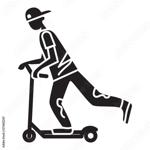 Kick scooter icon. Simple illustration of kick scooter vector icon for web design isolated on white background