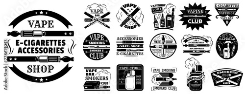 Electronic cigarette logo set. Simple set of electronic cigarette vector logo for web design on white background