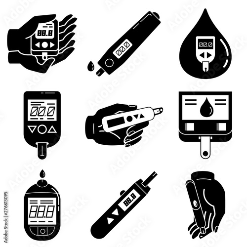 Glucose meter icons set. Simple set of glucose meter vector icons for web design on white background
