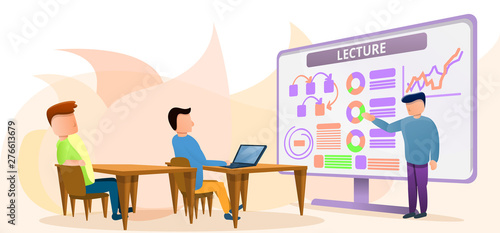 Lecture class concept banner. Cartoon illustration of lecture class vector concept banner for web design