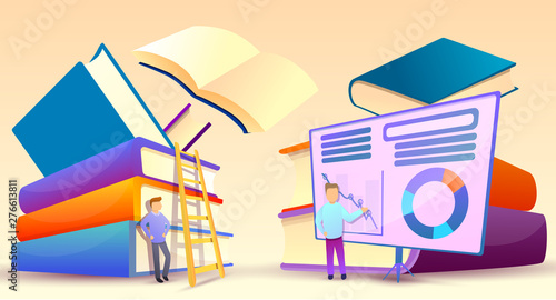 Staff education learn concept banner. Cartoon illustration of staff education learn vector concept banner for web design