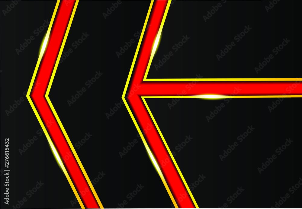 Black vector of overlap luxury background template. Futuristic and elegant with golden and red lines. 