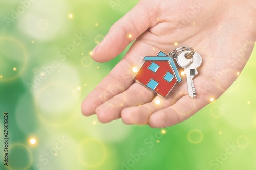 Wallpaper Mural House keys with house figure  on background Torontodigital.ca