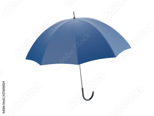 Blue umbrela isolated on white background, 3d illustration