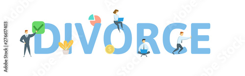 DIVORCE, concept with keywords, letters and icons. Colorful flat vector illustration. Isolated on white background.