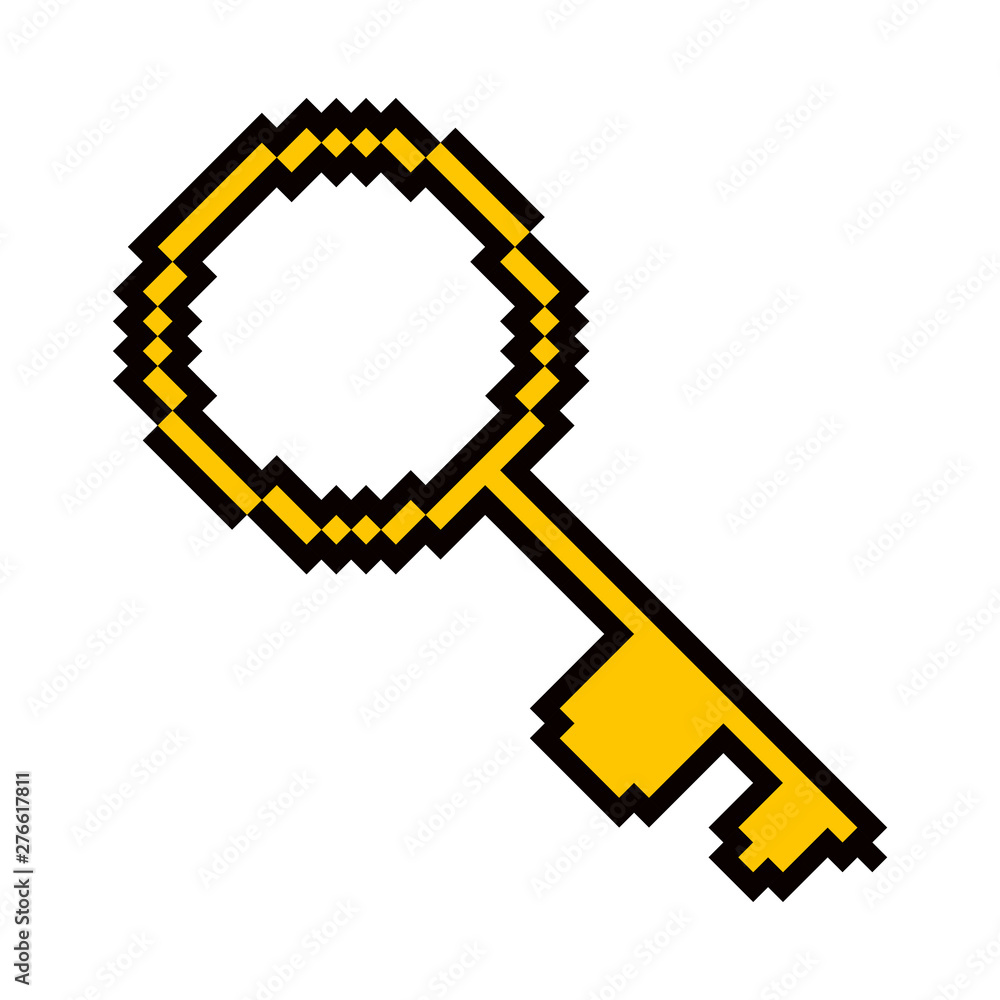 Isolted antique key pixelated icon on a white background - Vector Isolted antique key pixelated icon on a white background - Vector