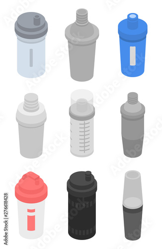 Shaker icons set. Isometric set of shaker vector icons for web design isolated on white background