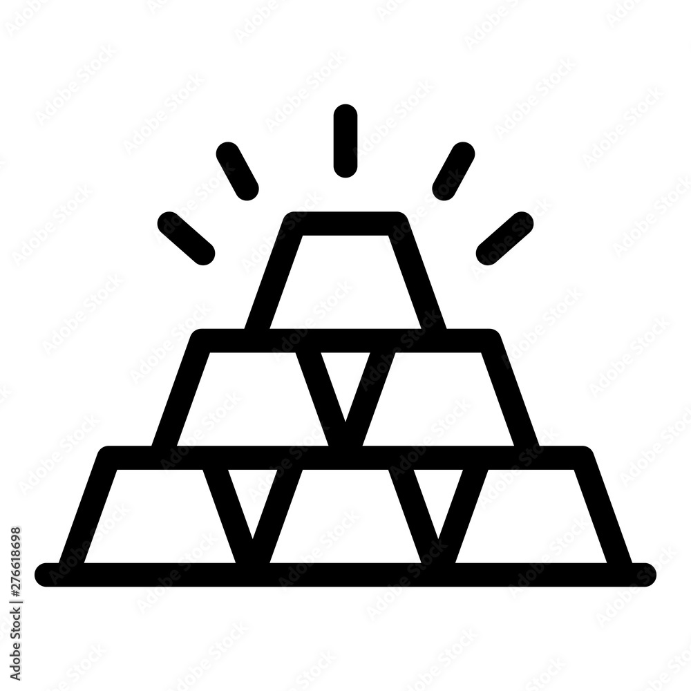 Gold bar icon. Outline gold bar vector icon for web design isolated on ...