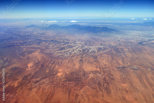 Aerial view of Canyonlands National Park and surrounding area in southern Utah.