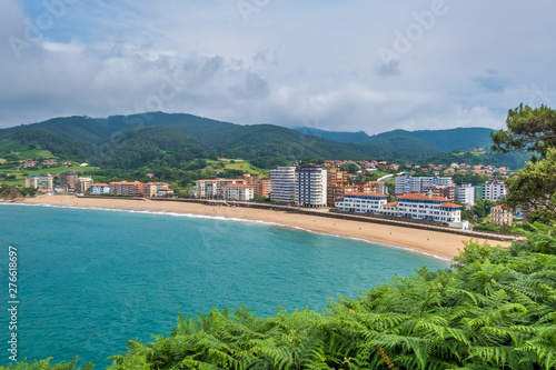 Panoramac view of beach in Bakio, Bizkaia, Basque Country, Spain.