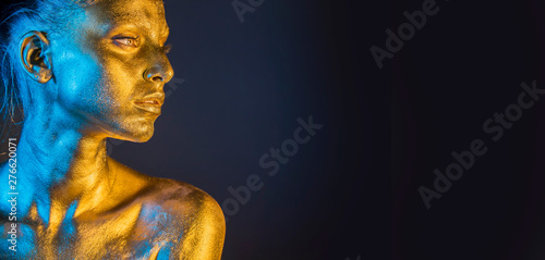 Golden Makeup - Fashion Portrait With Gold Skin 