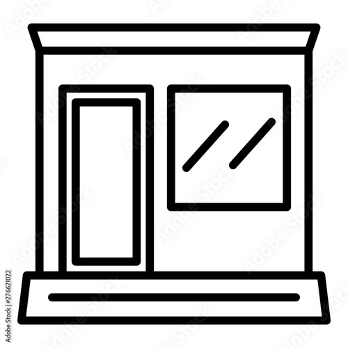 Newspaper street shop icon. Outline newspaper street shop vector icon for web design isolated on white background