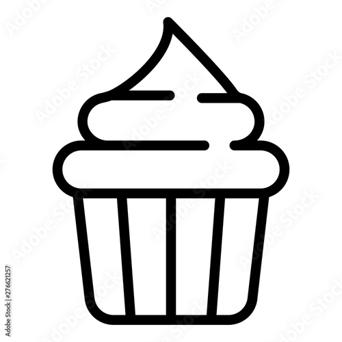 Cupcake icon. Outline cupcake vector icon for web design isolated on white background